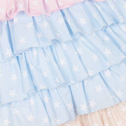 Monnalisa-Girls Blue Cotton Frilled Dress | Childrensalon Outlet