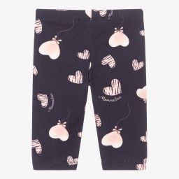 Monnalisa-Girls Blue Cotton Leggings  | Childrensalon Outlet