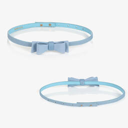 Monnalisa Chic-Girls Blue Cotton & Tulle Ruffle Dress | Childrensalon Outlet