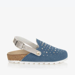 Monnalisa-Girls Blue Denim & Diamanté Sandals | Childrensalon Outlet