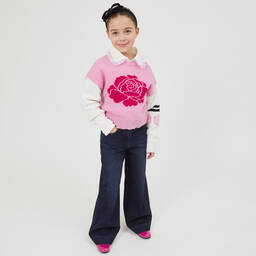 Monnalisa Chic- Girls Blue Denim Wide Leg Jeans | Childrensalon Outlet