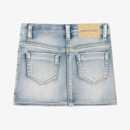 Monnalisa-تنورة قطن دنيم مطرز لون أزرق | Childrensalon Outlet