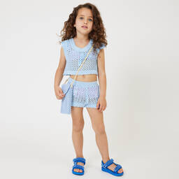 Monnalisa-Girls Blue Faux Pearl Bag (19cm) | Childrensalon Outlet