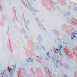 Monnalisa-Голубое платье из тюля с вишнями | Childrensalon Outlet