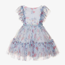 Monnalisa-Голубое платье из тюля с вишнями | Childrensalon Outlet