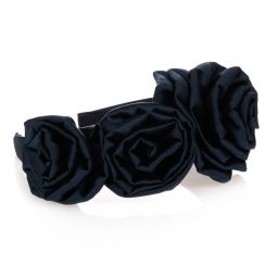Monnalisa-Girls Blue Floral Hairband | Childrensalon Outlet