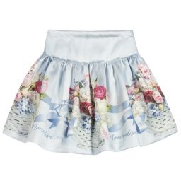Monnalisa Chic-Girls Blue Floral Skirt | Childrensalon Outlet