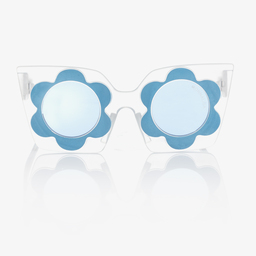 Monnalisa-Голубые солнцезащитные очки с оправой-цветами для девочек | Childrensalon Outlet