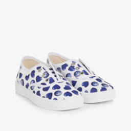 Monnalisa-Girls Blue Heart Cotton Sneakers | Childrensalon Outlet