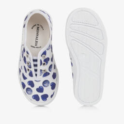 Monnalisa-Girls Blue Heart Cotton Sneakers | Childrensalon Outlet