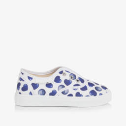 Monnalisa-Girls Blue Heart Cotton Sneakers | Childrensalon Outlet