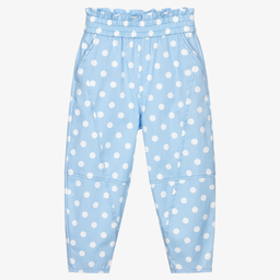 Monnalisa-Girls Blue Polka Dot Trousers | Childrensalon Outlet