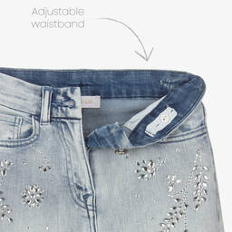 Monnalisa Chic-Girls Blue Rhinestone Wide Leg Jeans | Childrensalon Outlet