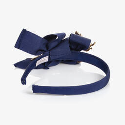 Monnalisa-Girls Blue Satin Bow & Sea Charm Hairband | Childrensalon Outlet