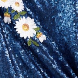 Monnalisa-Girls Blue Sequinned Dress  | Childrensalon Outlet