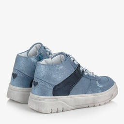 Monnalisa-Girls Blue Sparkly High-Top Trainers | Childrensalon Outlet