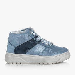 Monnalisa-Girls Blue Sparkly High-Top Trainers | Childrensalon Outlet