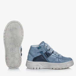 Monnalisa-Girls Blue Sparkly High-Top Trainers | Childrensalon Outlet