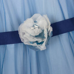 Monnalisa Шик-Голубое платье из тюля с рюшами | Childrensalon Outlet