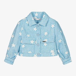 Monnalisa-Girls Blue Tweed Sequin Stars Jacket | Childrensalon Outlet
