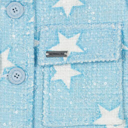 Monnalisa-Girls Blue Tweed Sequin Stars Jacket | Childrensalon Outlet
