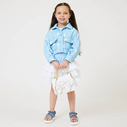 Monnalisa-Girls Blue Tweed Sequin Stars Jacket | Childrensalon Outlet