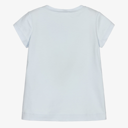 Monnalisa-تيشيرت قطن جيرسي لون أزرق فاتح للبنات | Childrensalon Outlet
