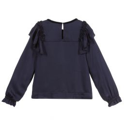 موناليزا-بلوز فيسكوز و مخمل لون كحلي للبنات | Childrensalon Outlet