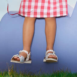 Monnalisa-Girls Blue & White Blossom Sandals | Childrensalon Outlet