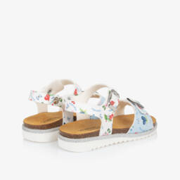Monnalisa-Girls Blue & White Blossom Sandals | Childrensalon Outlet