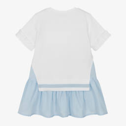 Monnalisa-Girls Blue & White Floral Delight Dress | Childrensalon Outlet