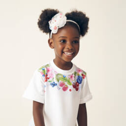 Monnalisa-Girls Blue & White Floral Delight Dress | Childrensalon Outlet
