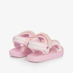 Monnalisa-Girls Blush Bead-Trim Sandals | Childrensalon Outlet