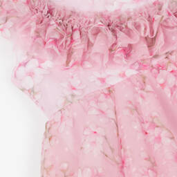 Monnalisa-Girls Blush Blossom Tulle Gown | Childrensalon Outlet