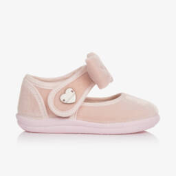 موناليزا-حذاء بفيونكة قطيفة لون زهري للبنات | Childrensalon Outlet