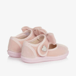 موناليزا-حذاء بفيونكة قطيفة لون زهري للبنات | Childrensalon Outlet