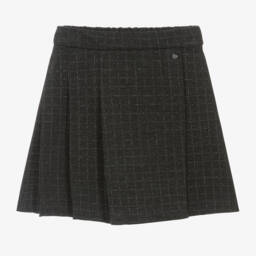 Monnalisa-Girls Charcoal Patterned Milano Skort | Childrensalon Outlet
