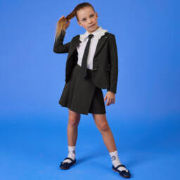 Monnalisa-Girls Charcoal Patterned Milano Skort | Childrensalon Outlet