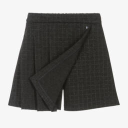 Monnalisa-Girls Charcoal Patterned Milano Skort | Childrensalon Outlet