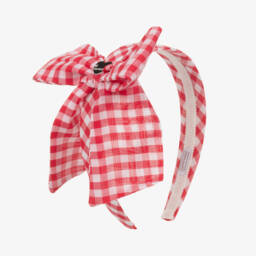 Monnalisa-Girls Cherry Plaid Bow Headband | Childrensalon Outlet