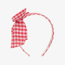 Monnalisa-Girls Cherry Plaid Bow Headband | Childrensalon Outlet