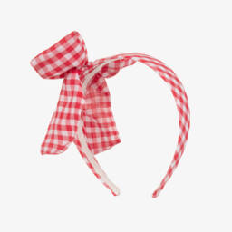 Monnalisa-Girls Cherry Plaid Bow Headband | Childrensalon Outlet