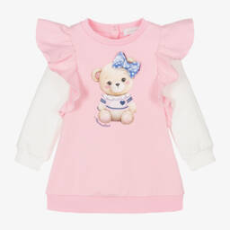 Monnalisa-فستان سويتشيرت قطن لون زهري | Childrensalon Outlet