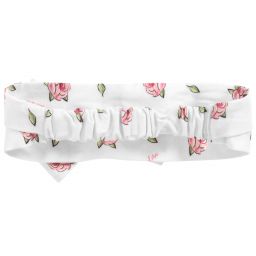 موناليزا Bebé-طوق للشعر قطن لون أبيض بطبعة ورود | Childrensalon Outlet