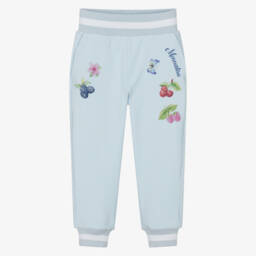 Monnalisa-Брюки из хлопкового трикотажа синие с блестками для девочек | Childrensalon Outlet