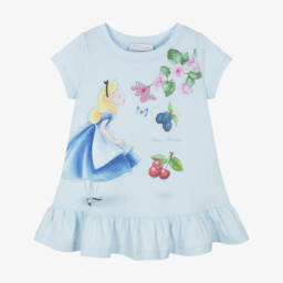 Monnalisa-تي شيرت ماكسي قطني للفتيات باللون الأزرق السماوي | Childrensalon Outlet