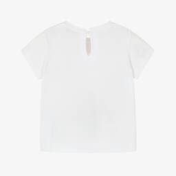 Monnalisa-Girls Cotton Tee with Floral Charm | Childrensalon Outlet