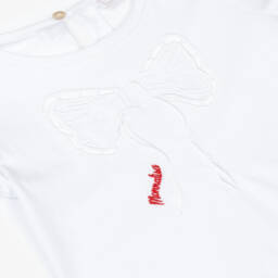 Monnalisa-Girls Cotton Tee with White Bow | Childrensalon Outlet