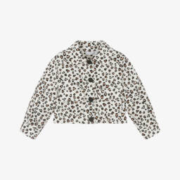 Monnalisa-Girls Cream Leopard Cotton Jacket | Childrensalon Outlet