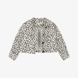 Monnalisa-Girls Cream Leopard Cotton Jacket | Childrensalon Outlet